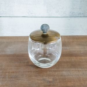 Glass sugar Bowl with brass top